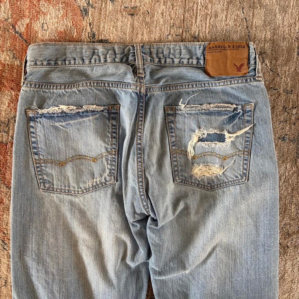 Y2K American eagle jeans  Size 33/32 light wash bootcut summer - Picture 6 of 7